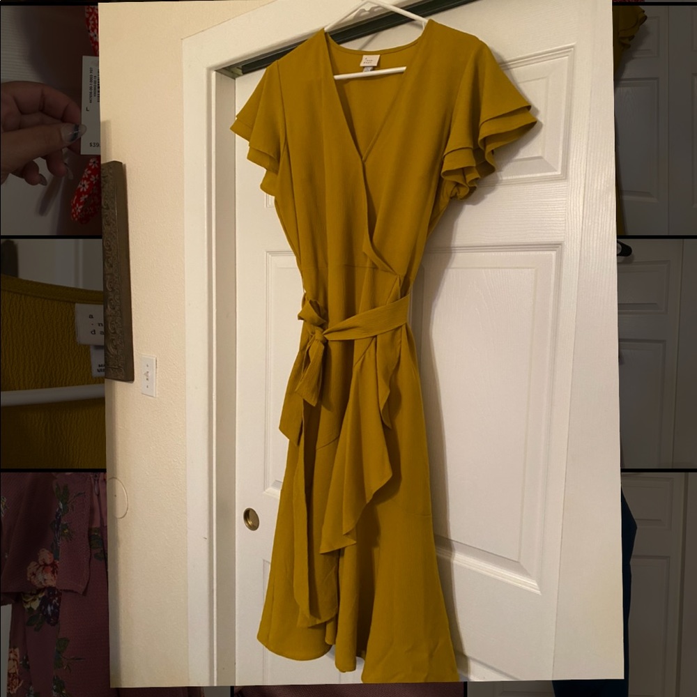 A New Day chartreuse wrap dress